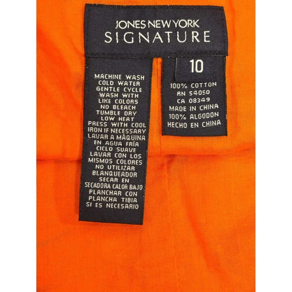 Jones New York Signature Orange Pink Floral Cottagecore Coastal Casual Skirt 10